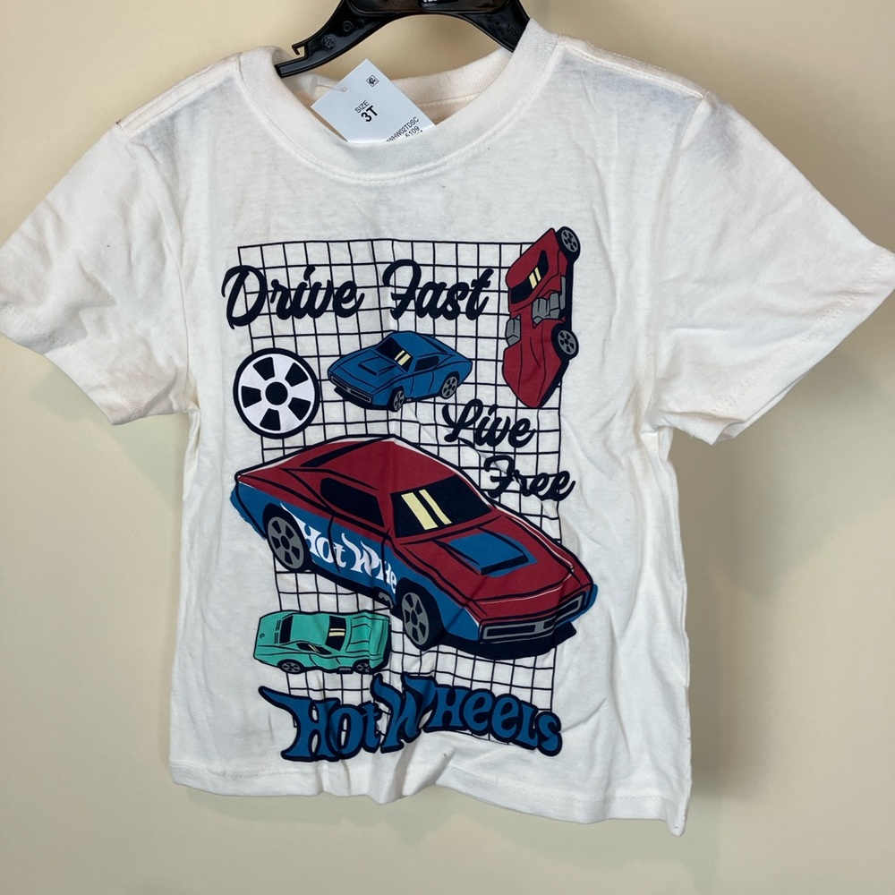 Hot Wheels Kids Short Sleeve Tee - White Size 3T
